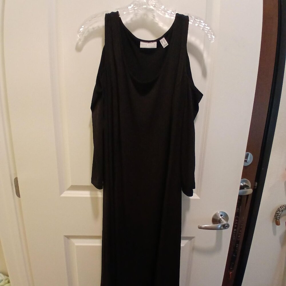 SUSAN GRAVER BLACK CUT-OUT SHOULDER DRESS